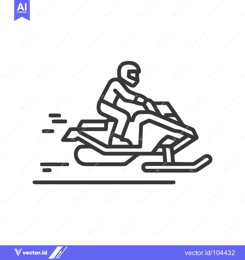 Premium Vector of Minimalist Snowmobile Icon: Bold Line Art of Winter Adventure