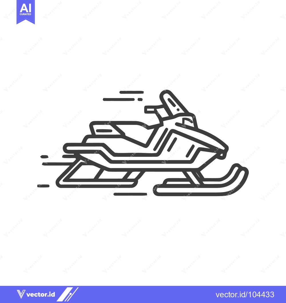 Premium Vector of Sleek Snowmobile Icon: Modern Line Art for Winter Adventure and Recrea