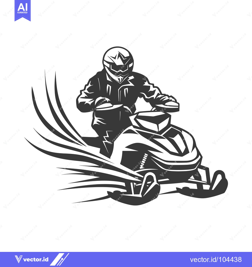 Premium Vector of Snowmobiler speeding through snow with blur effect