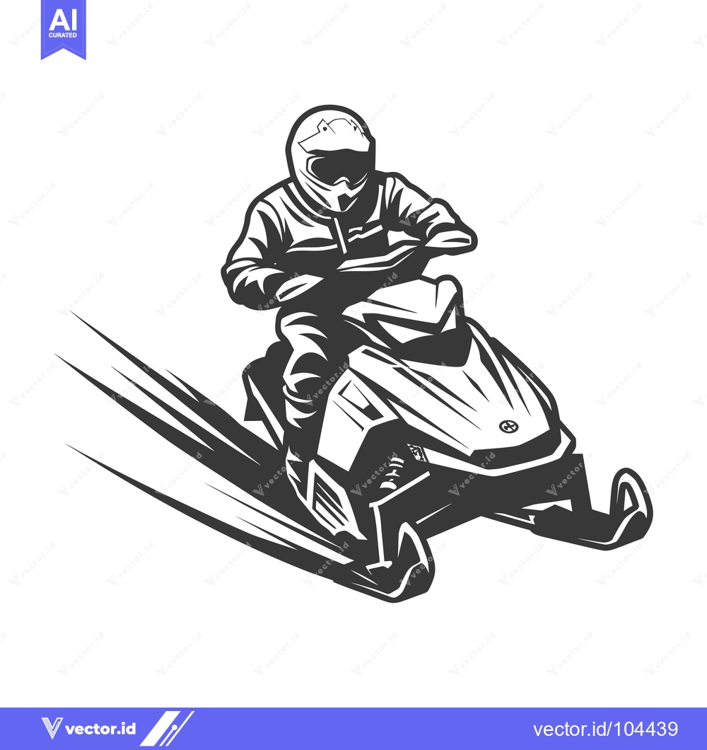 Premium Vector of Snowmobiler Zooming Through a Snowy Landscape