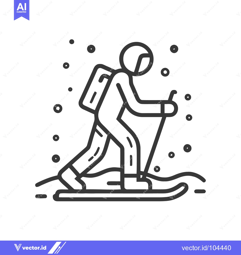 Premium Vector of Skier Icon: Minimalist Line Art Illustration of Winter Sport Activity