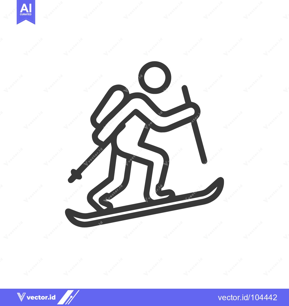 Premium Vector dari Minimalist Ski Touring Icon: Backcountry Adventure Symbol in Bold Line