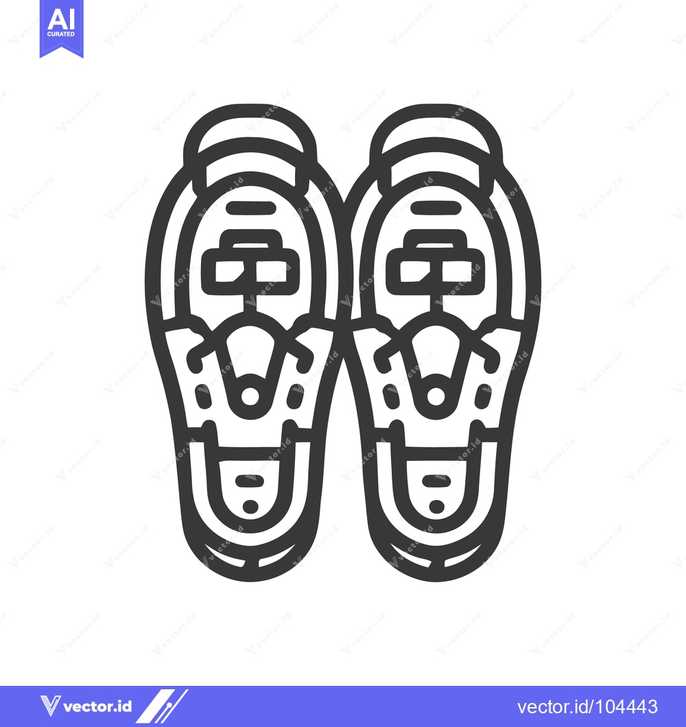 Premium Vector dari Minimalist Snowshoe Icon: Winter Adventure Gear Outline Design