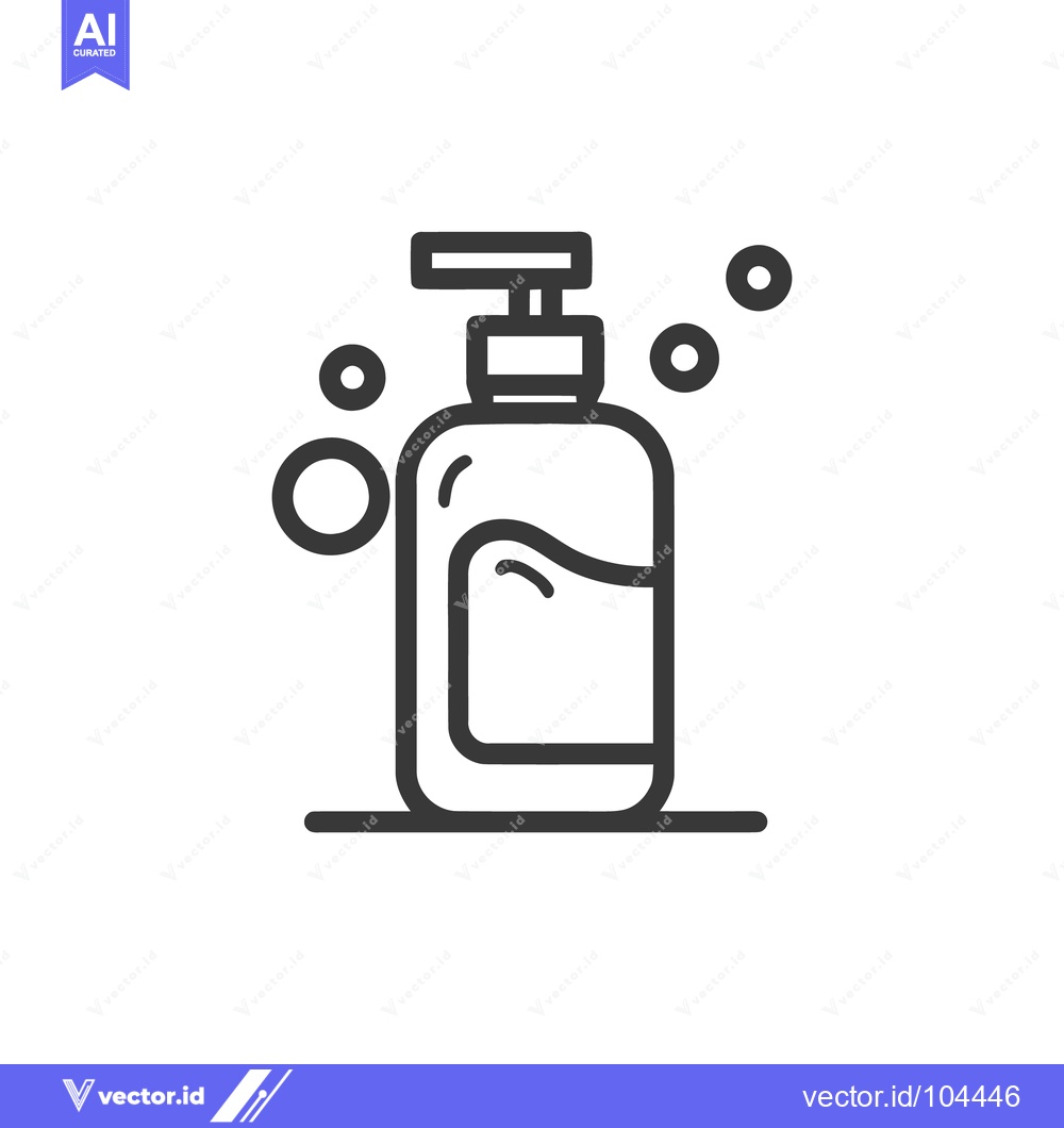 Premium Vector of Minimalist Soap Dispenser Icon with Bubbles, Cleanliness Concept