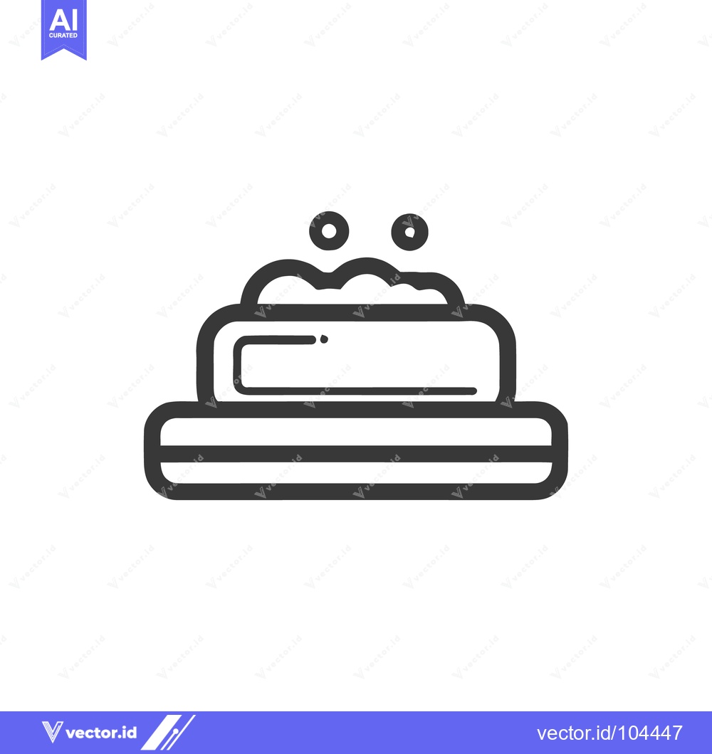 Premium Vector dari Minimalist Soap Bar Icon with Bubbles on Soap Dish, Black and White