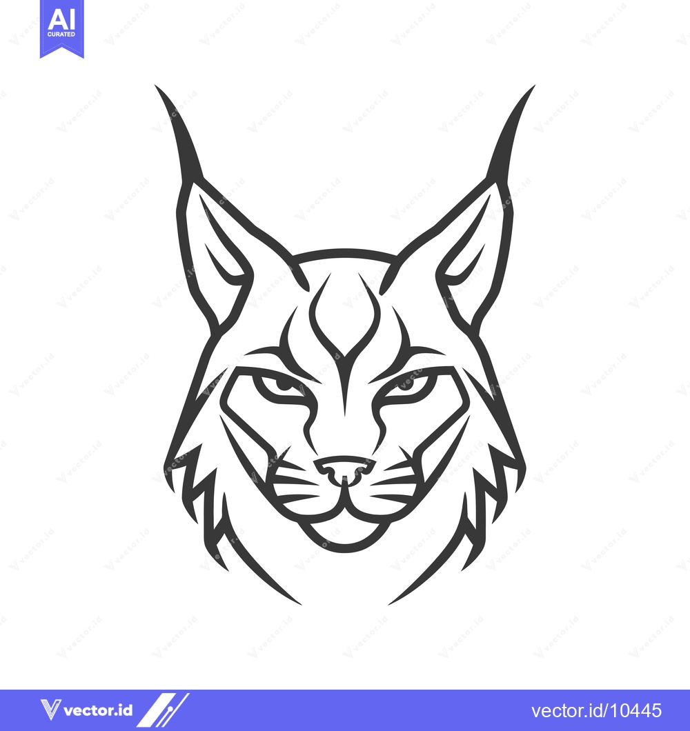 Premium Vector dari A Black and White Line Art Illustration of a Lynx's Head