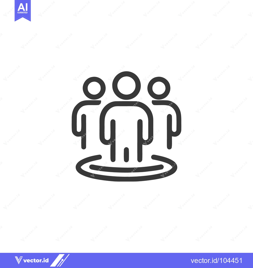 Premium Vector dari Teamwork Icon: Three Abstract Figures United on Platform, Minimalist D