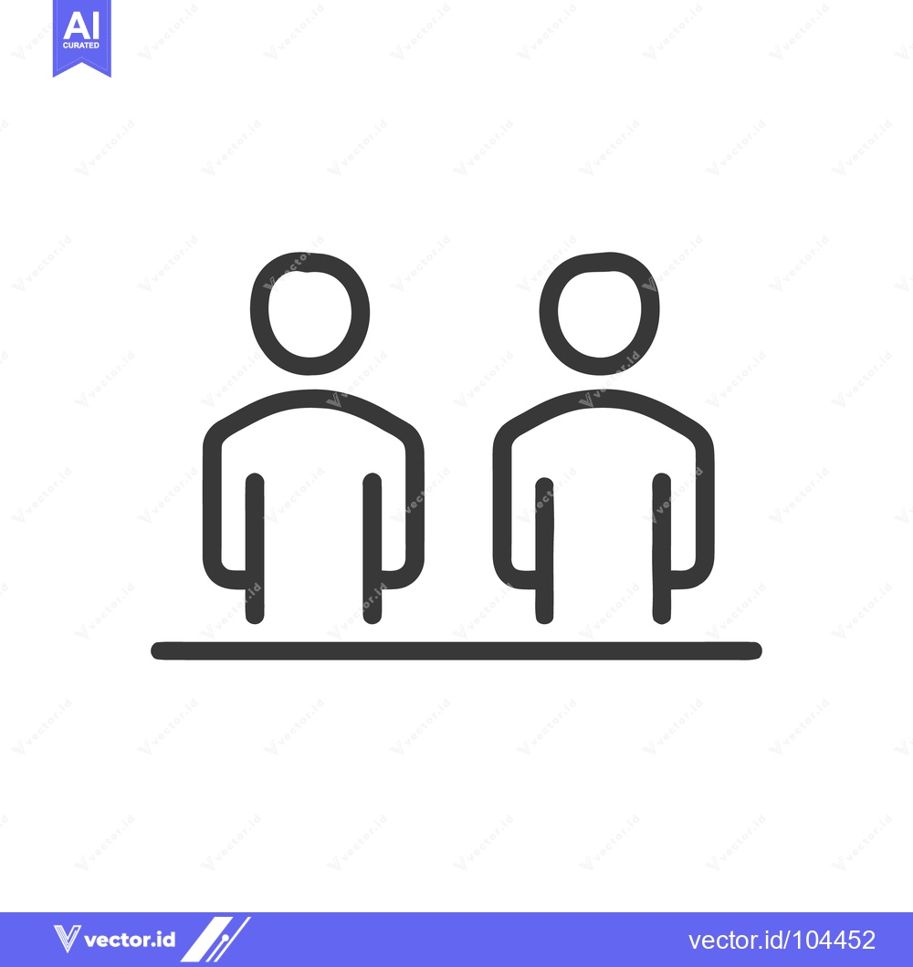 Premium Vector of Minimalist Line Art: Two People Sitting at a Table, Simple Icon