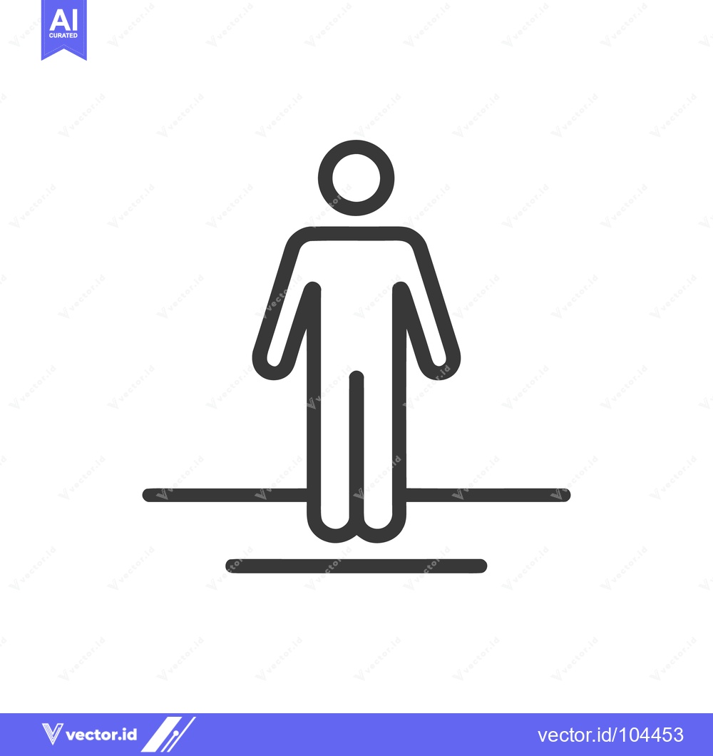 Premium Vector dari Minimalist Person Icon Standing on Ground Plane, Simple Line Drawing