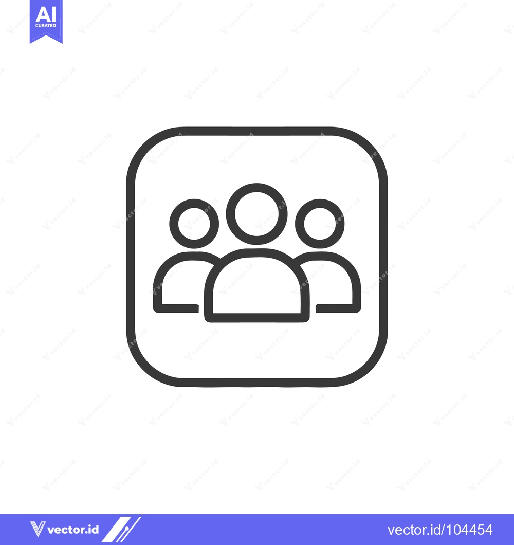 Premium Vector of Group Icon: Three People in Rounded Square Outline