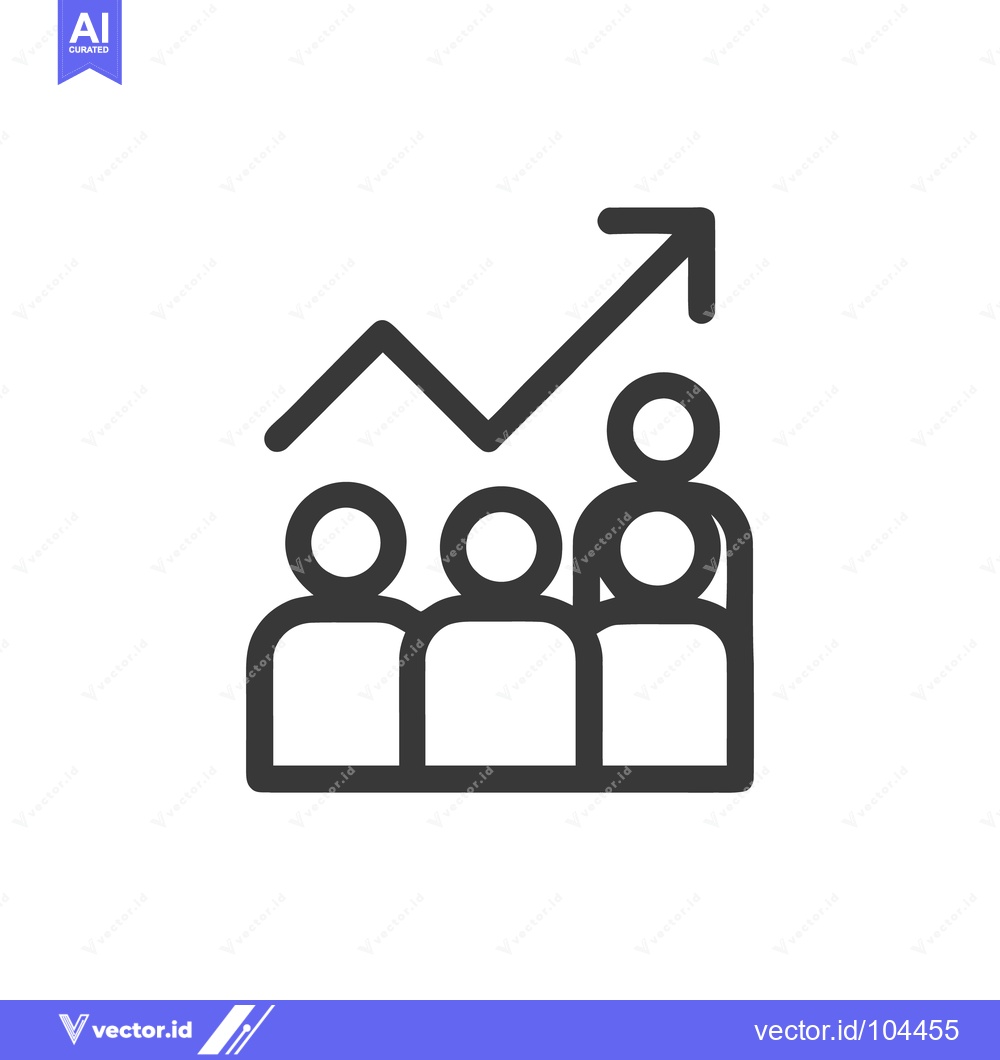 Premium Vector of Team Growth Icon: Upward Trend with People Silhouette