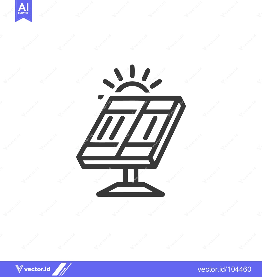 Premium Vector of Solar Panel Icon with Sun Rays, Clean Energy Symbol