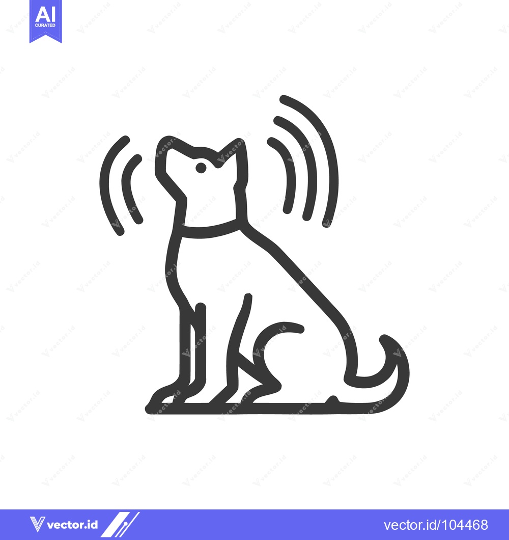 Premium Vector of Alert Dog Icon: Minimalist Vector Illustration with Signal Waves