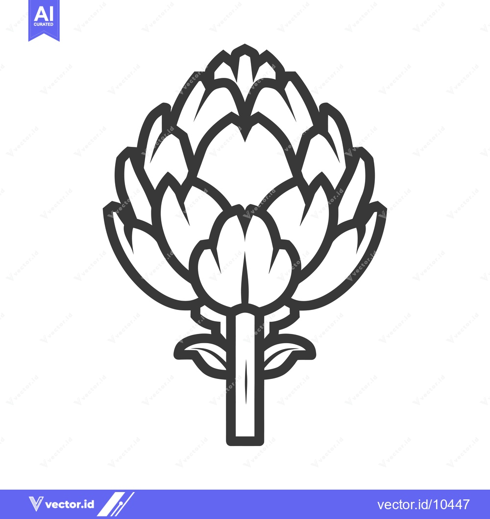 Premium Vector of A black and white line art illustration of an artichoke