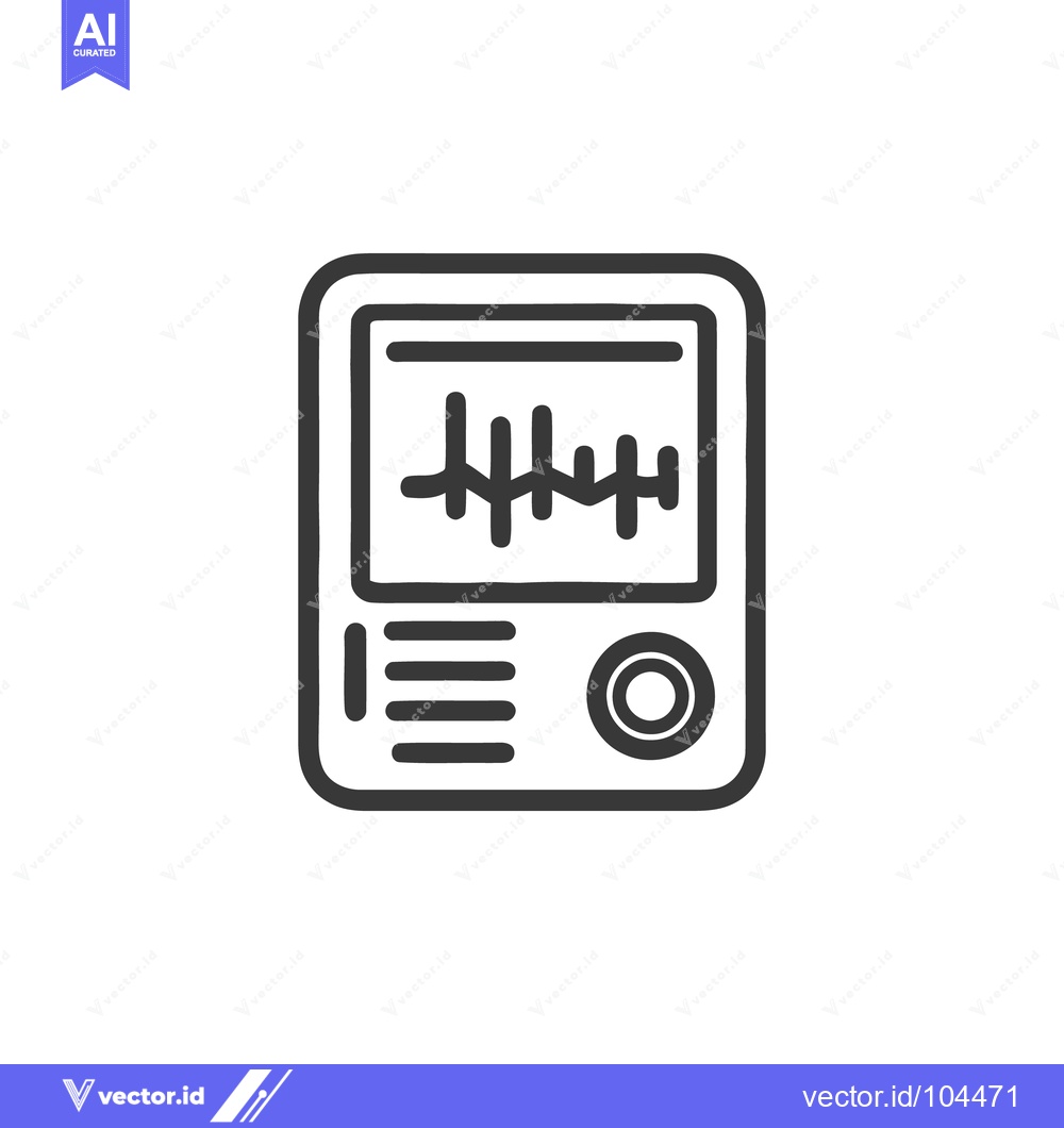 Premium Vector of Hand-Drawn Heart Monitor Icon with Oscillating Waveform Displayed