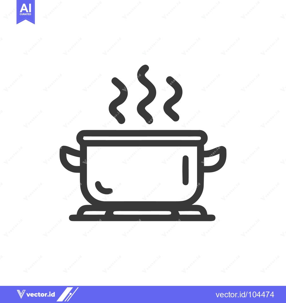 Premium Vector dari Steaming Pot Icon: Simple Cooking Illustration with Rising Vapor
