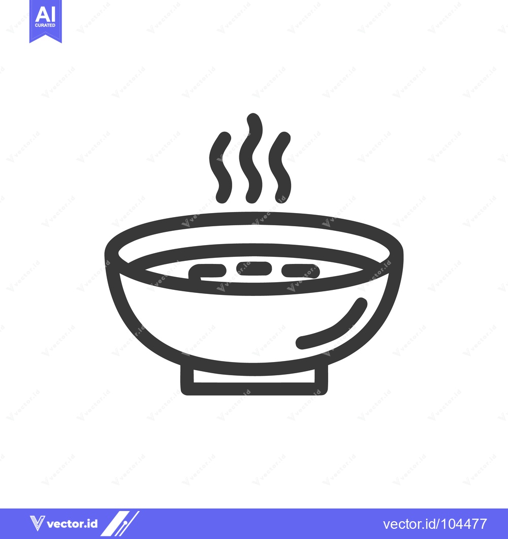 Premium Vector dari Steaming Bowl of Soup Icon, Minimalist Line Art Illustration