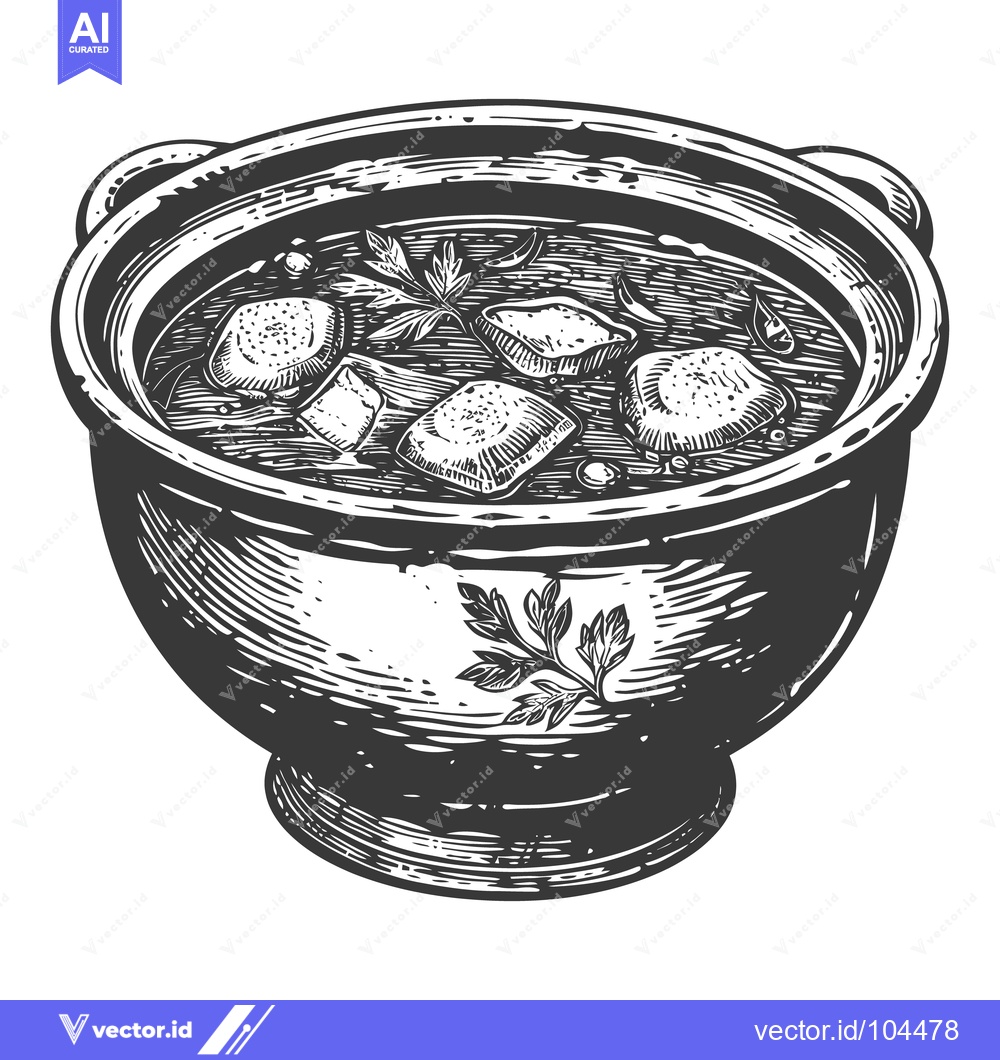 Premium Vector of A Simple Illustration Of A Bowl Filled With Food Soup