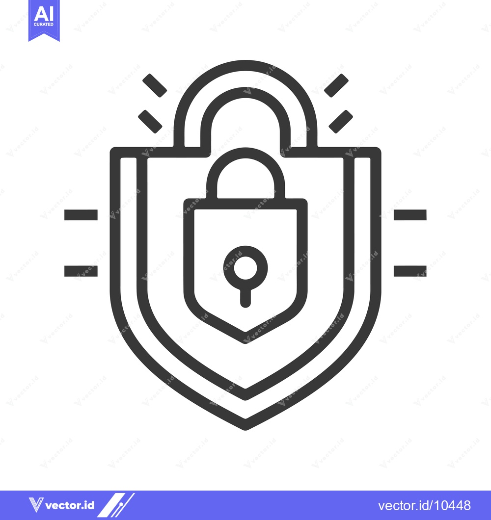 Premium Vector dari A Black and White Line Art Illustration of a Shield and Padlock