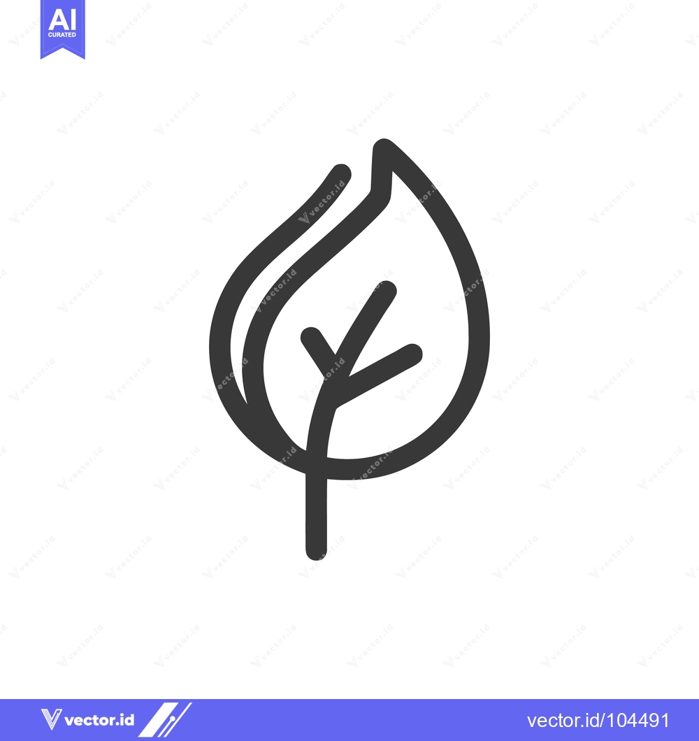 Premium Vector of Minimalist Leaf Icon: Simple, Elegant Design on White Background