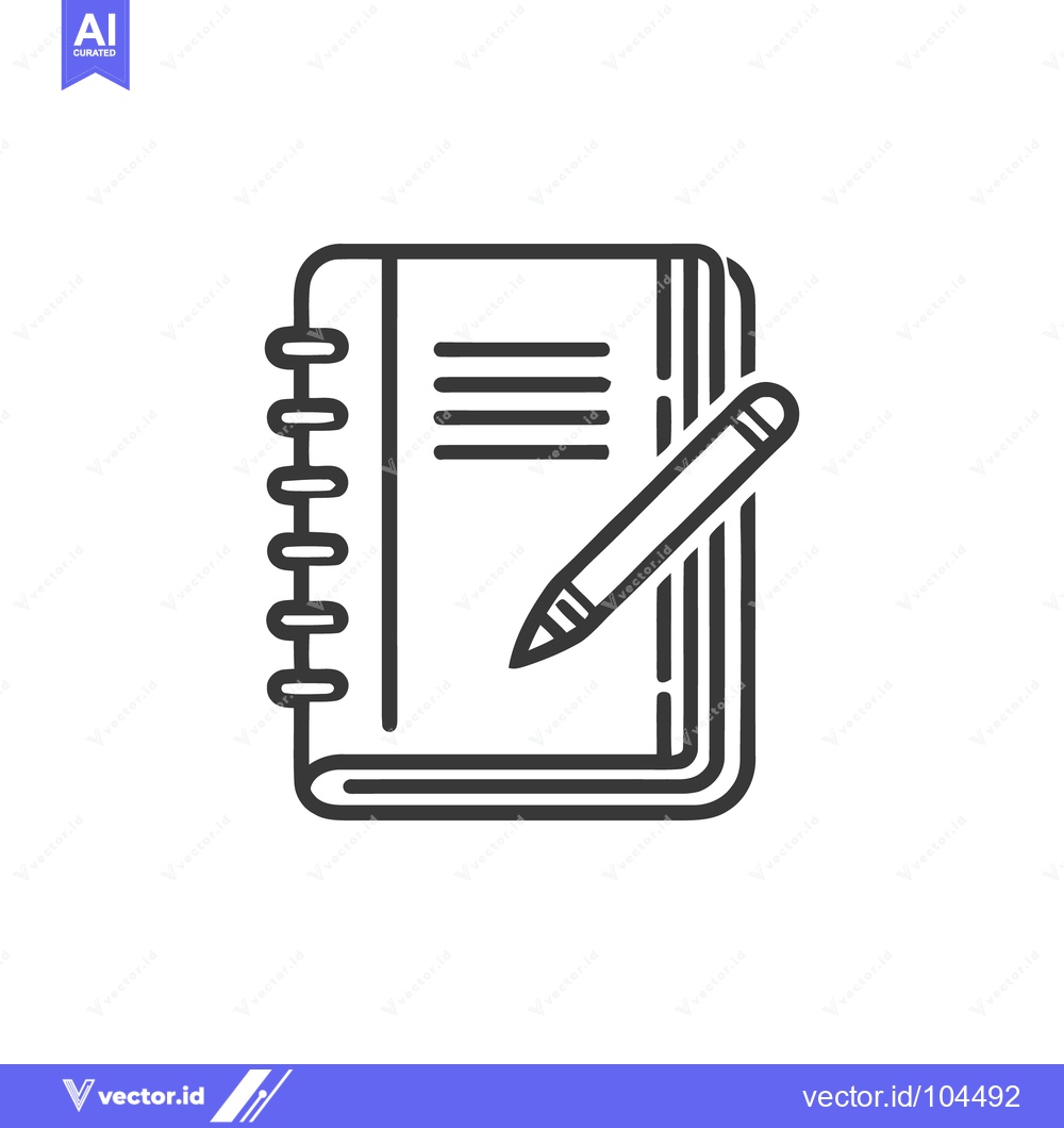 Premium Vector of Minimalist Notebook and Pencil Icon: Simple Design for Writing