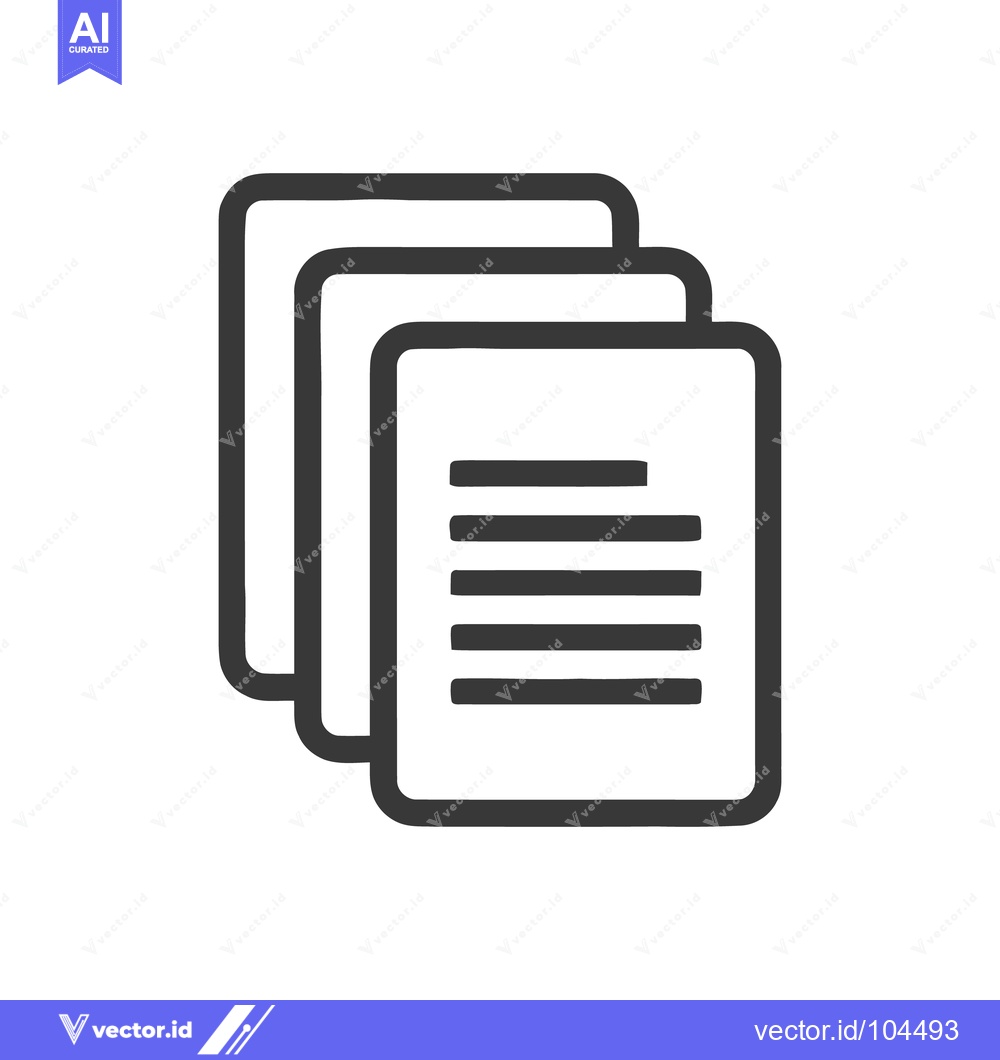 Premium Vector dari Stacked Documents Icon: Simple Black Outline on White Background