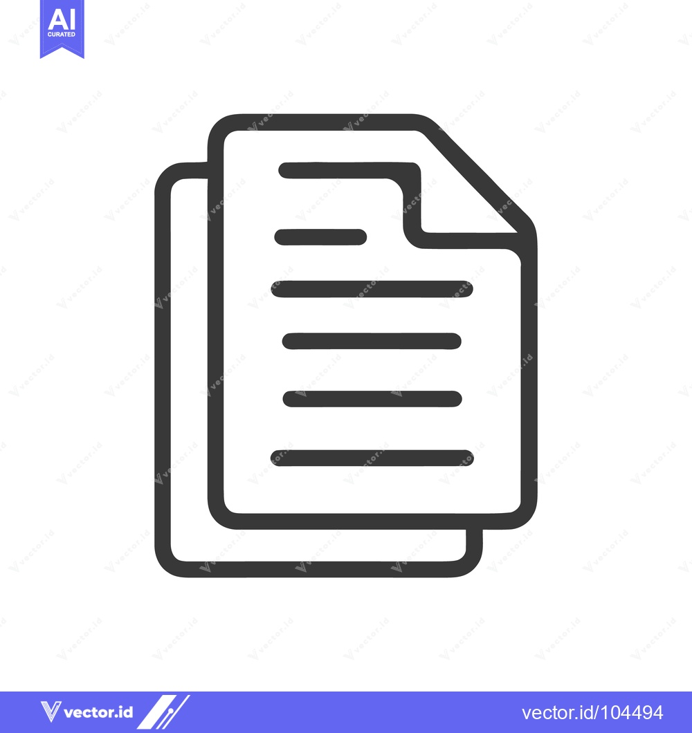 Premium Vector dari Stacked Document Icon with Folded Corner and Text Lines, Dark Gray on