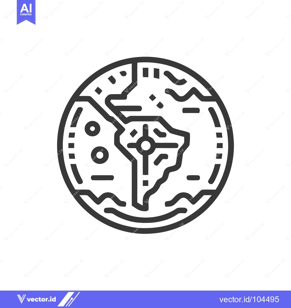 Premium Vector of Minimalist Earth Icon: Outlined Globe Featuring South America