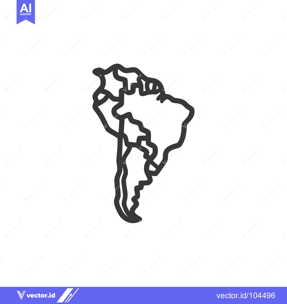 Premium Vector of South America Outline Map: Simple Black Line on White Background