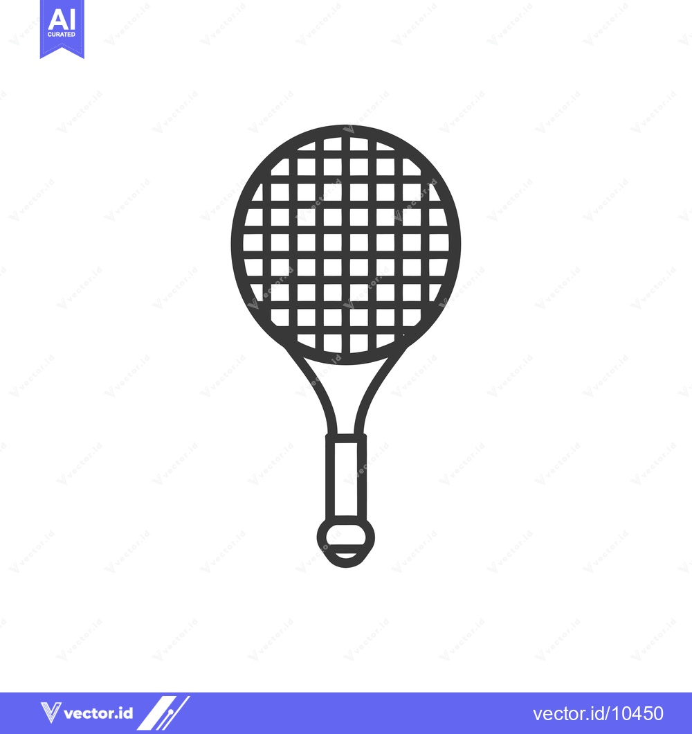 Premium Vector dari A Black and White Line Art Illustration of a Tennis Racket