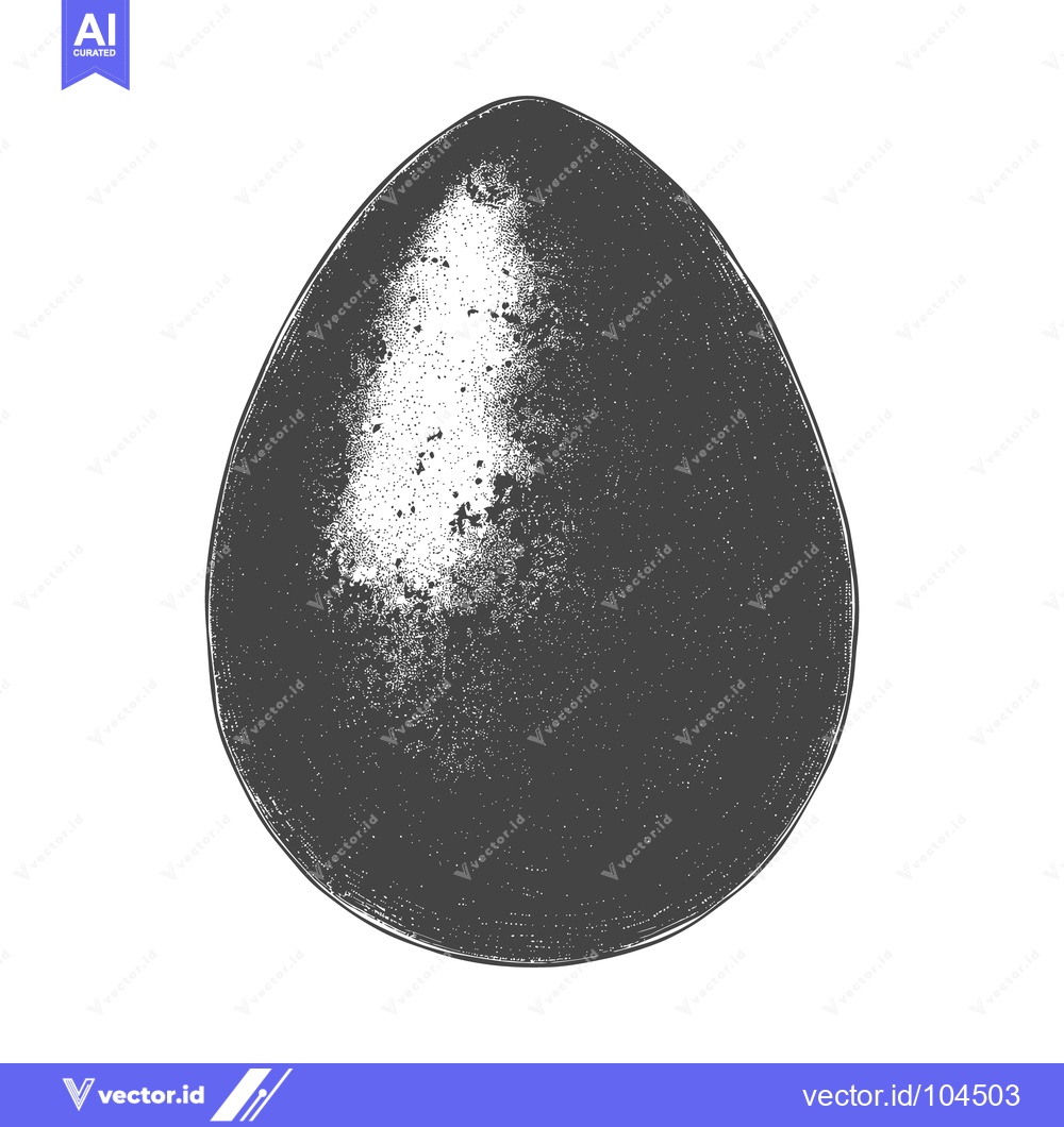 Premium Vector dari A detailed monochrome drawing of a single egg on white background