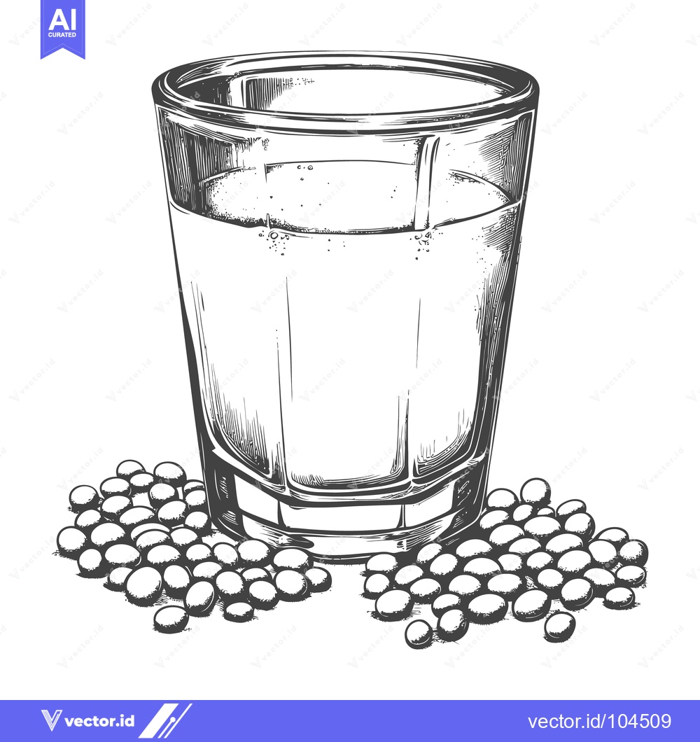 Premium Vector of A glass filled with liquid and some accompanying spherical seeds