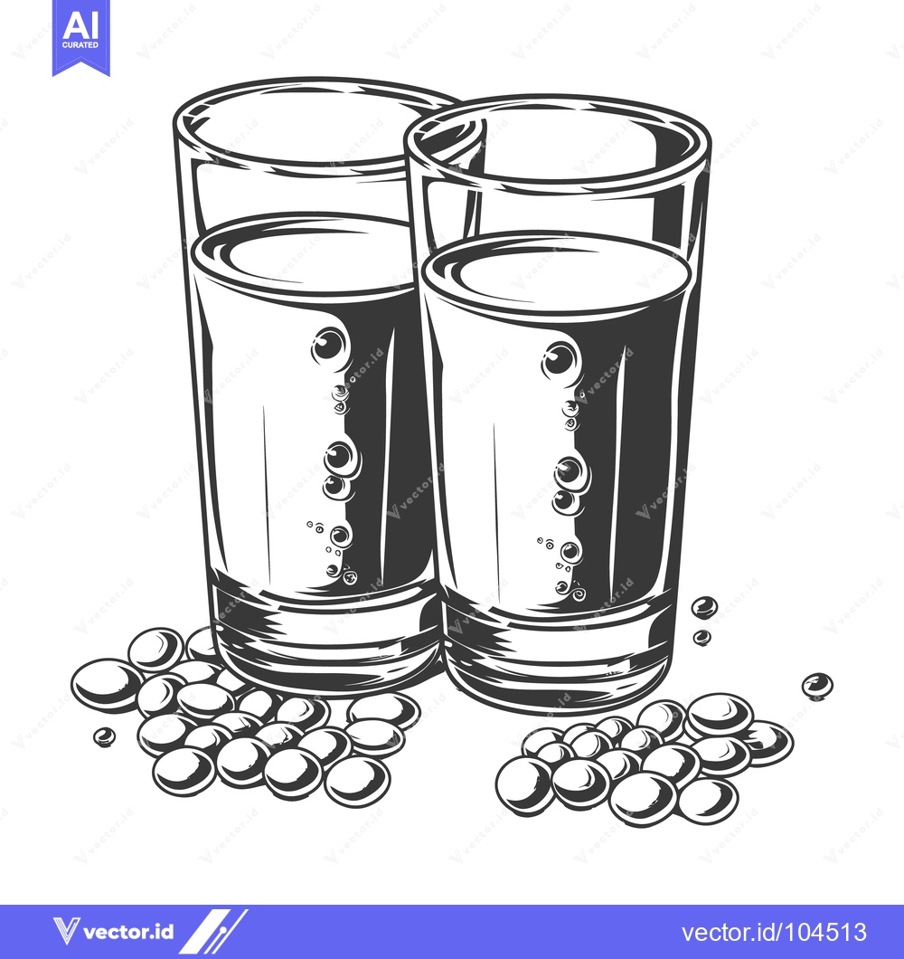 Premium Vector dari Three glasses filled with liquid and small decorative stones