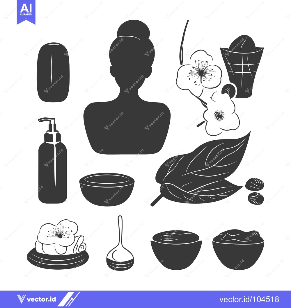 Premium Vector dari Spa and Beauty Treatment Icon Set with Black Silhouettes