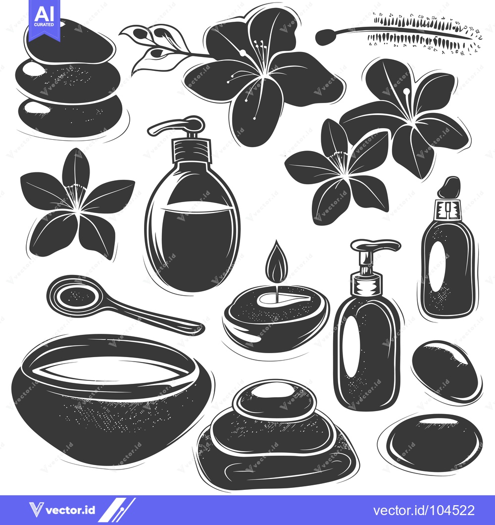 Premium Vector dari Spa and Wellness Products and Accessories with Flowers