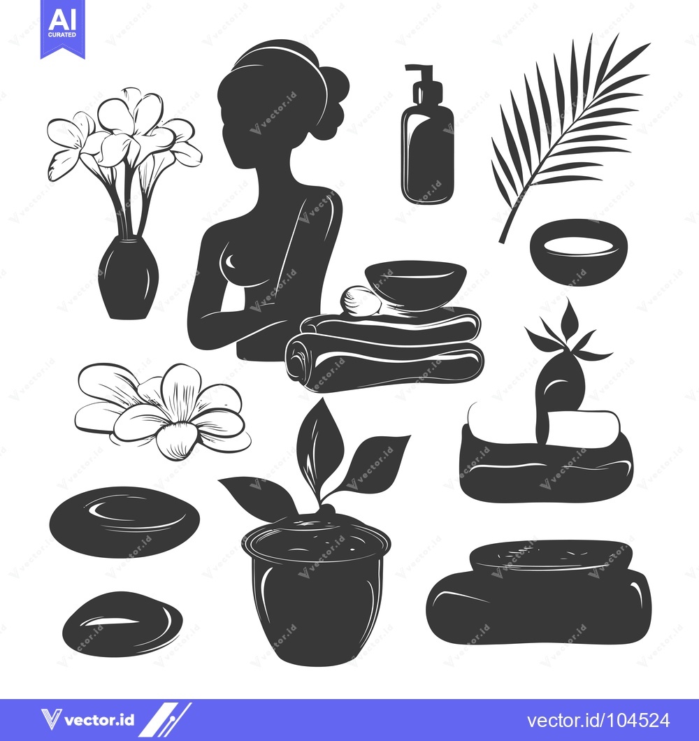 Premium Vector of Spa and Wellness Silhouette Icons Set