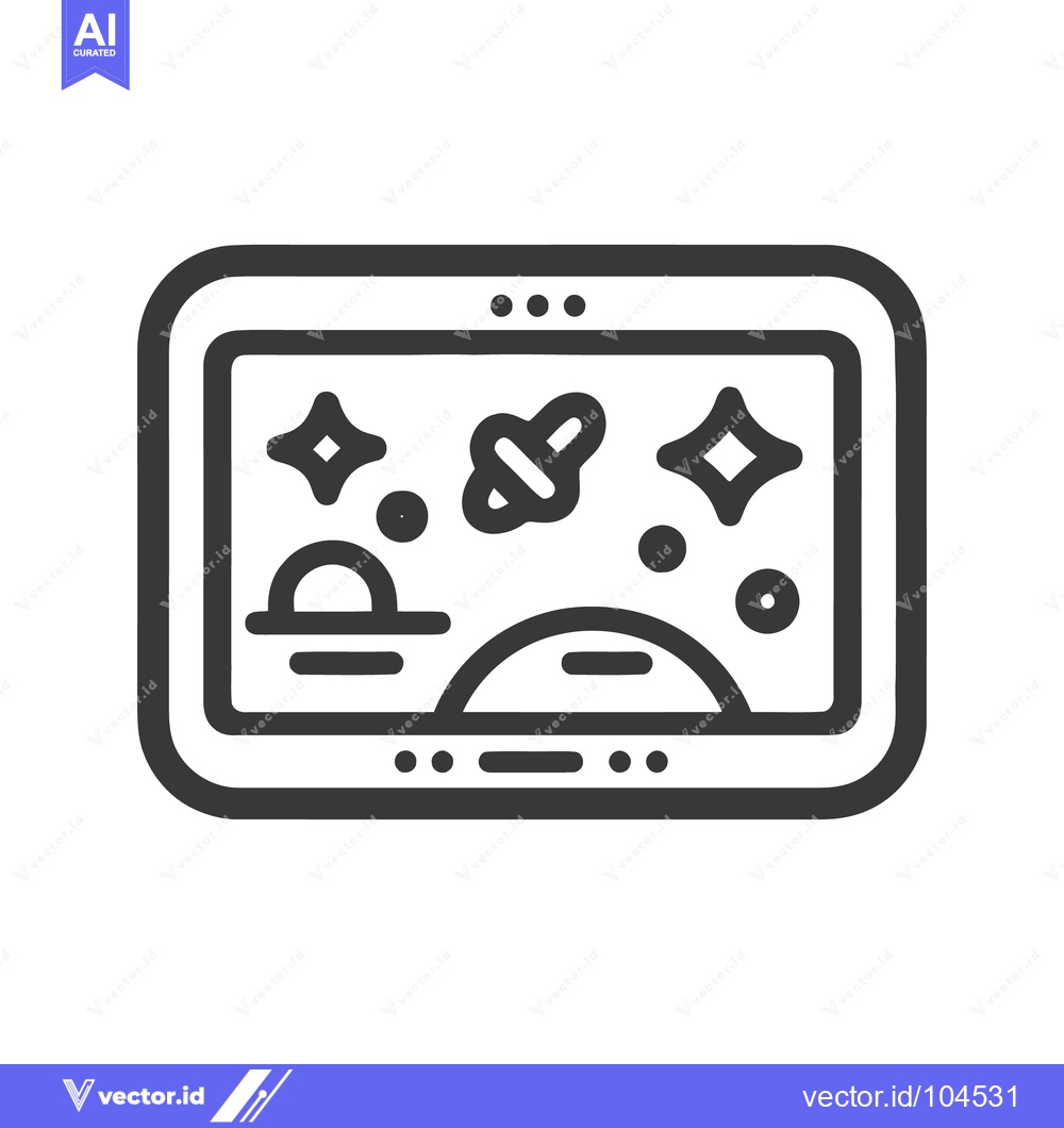 Premium Vector dari Tablet Displaying Space Exploration Iconography, Stars, Planet, Satell