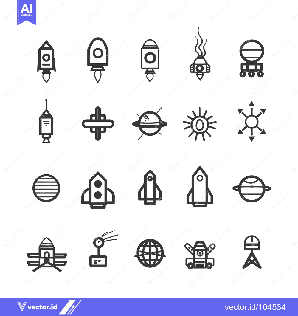 Premium Vector dari Space Exploration Icons, Rockets, Satellites, Planets