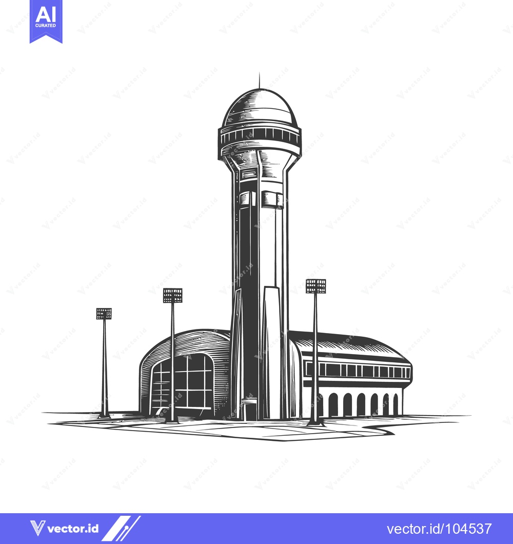 Premium Vector of Detailed illustration of an airport control tower and associated build