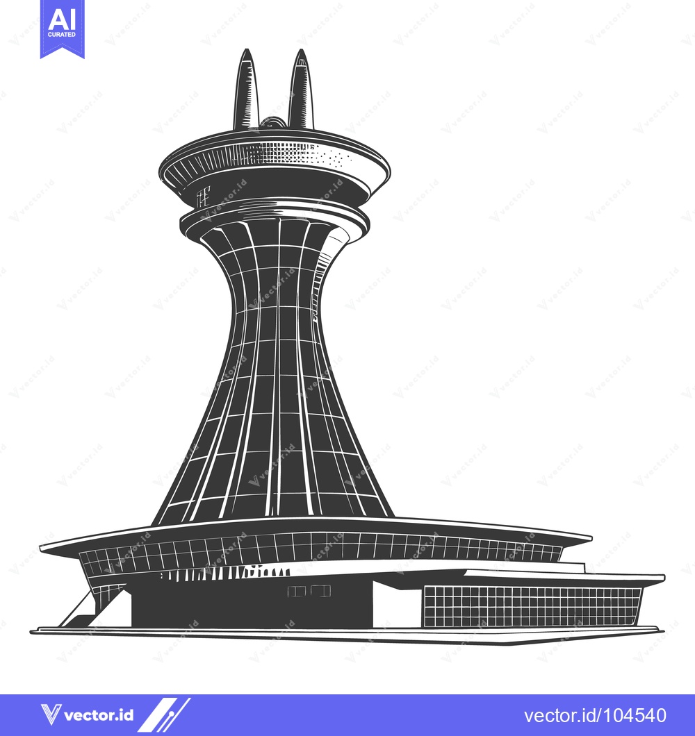 Premium Vector dari An Illustrated Tower Complex Features Unique Architectural Design Elem
