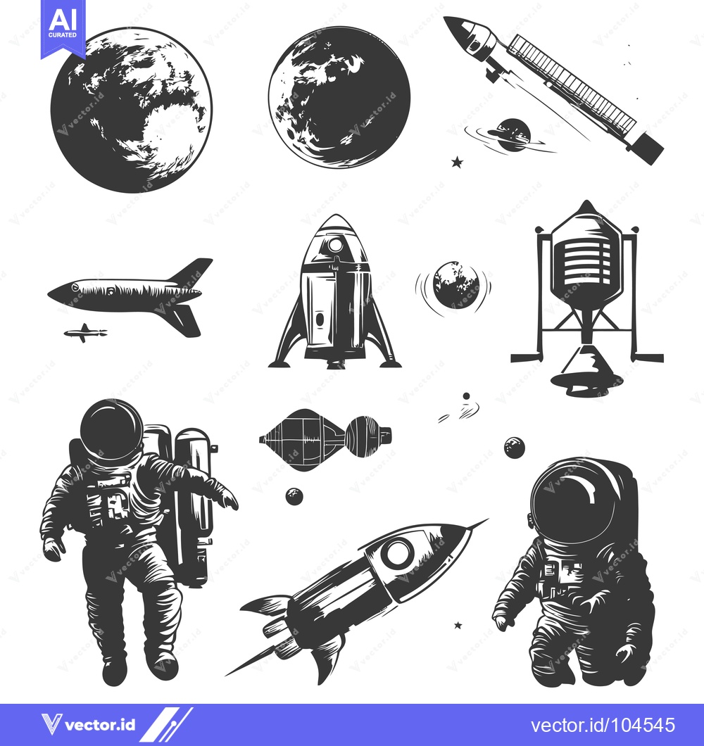 Premium Vector of Space Travel Illustration with Astronauts, Rockets, and Planets