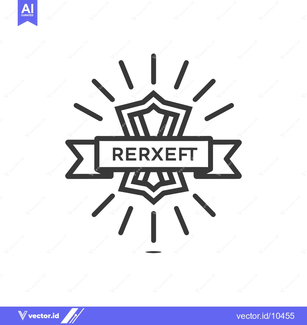 Premium Vector dari A Black and White Line Art Logo Featuring a Star, Rays, and a Ribbon w