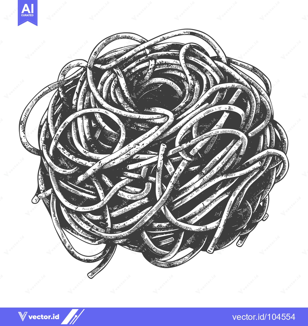 Premium Vector dari A Detailed Illustration Depicting a Ball of Cooked Spaghetti Pasta