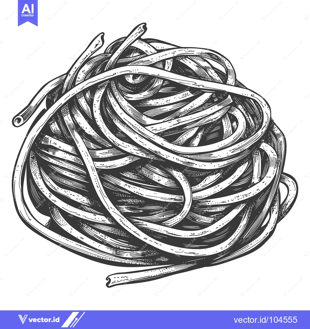Premium Vector of A large tangled heap of cooked pasta in an illustration
