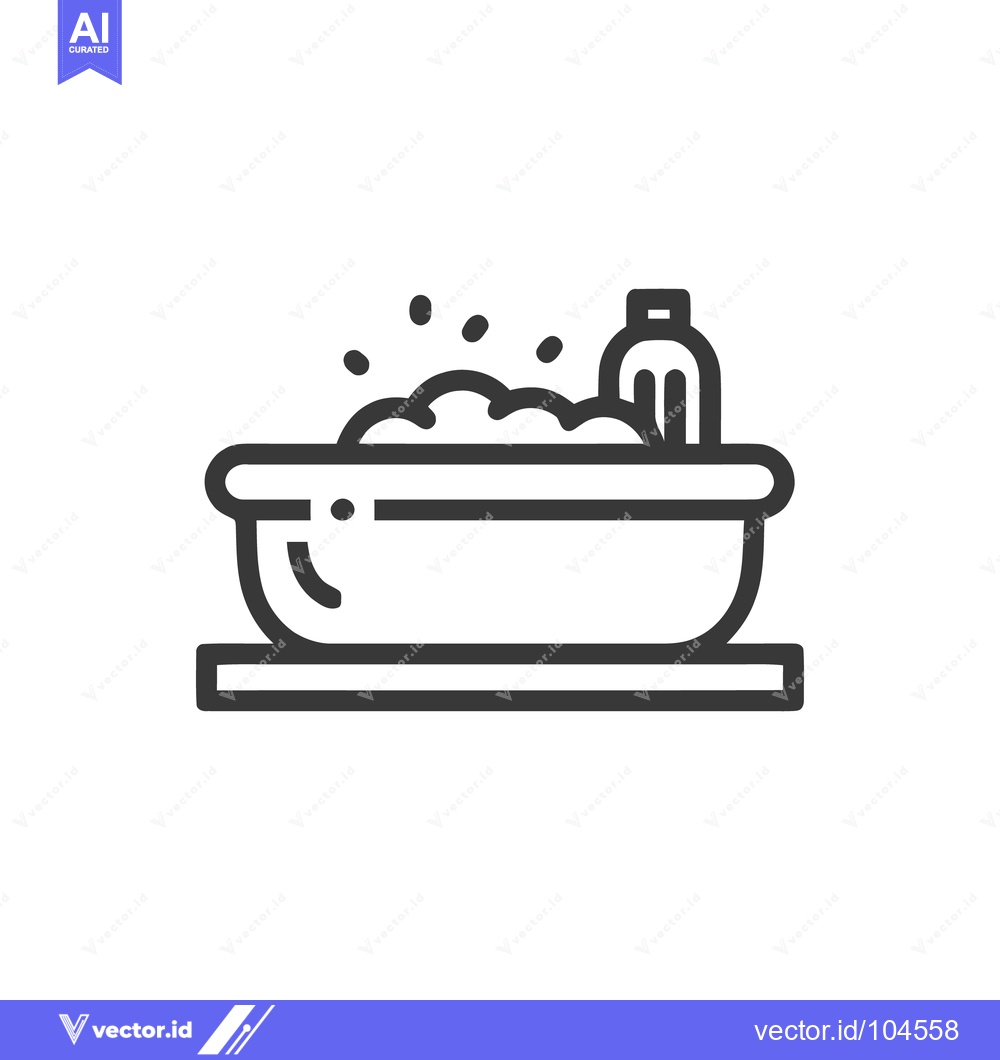 Premium Vector of Minimalist Icon of Soapy Basin with Bottle for Cleaning