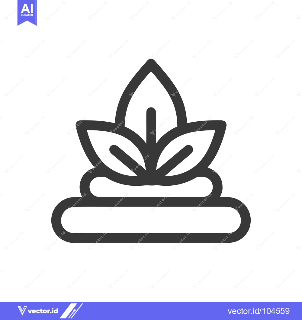 Premium Vector dari Minimalist Spa Icon: Stylized Leaves on Stone Base, Serene Design
