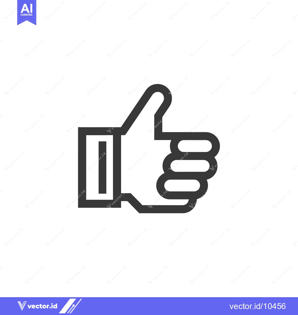 Premium Vector dari A black and white line art thumbs up icon