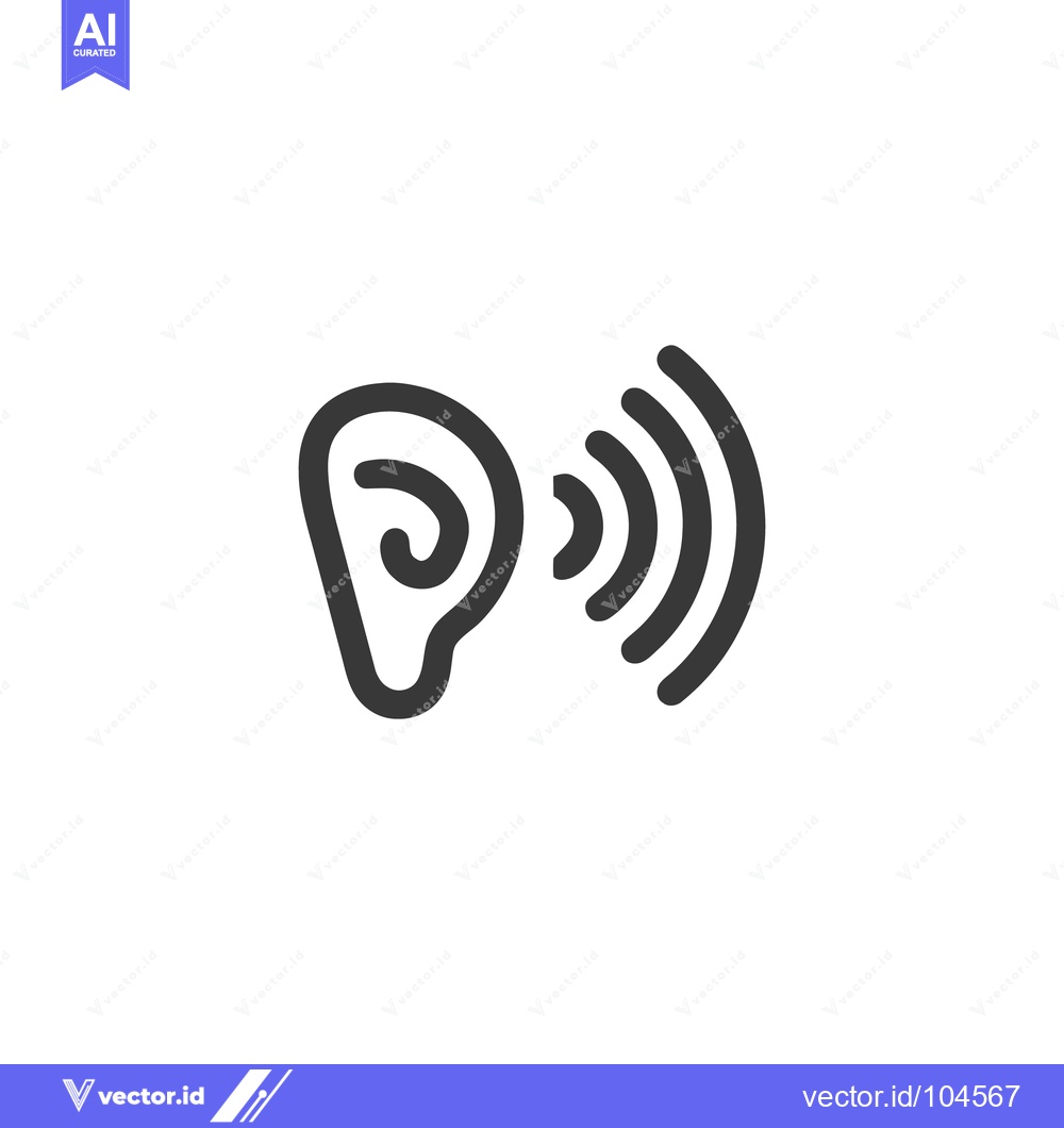 Premium Vector dari Minimalist Ear Icon with Sound Waves, Hearing Concept, Isolated on Whi