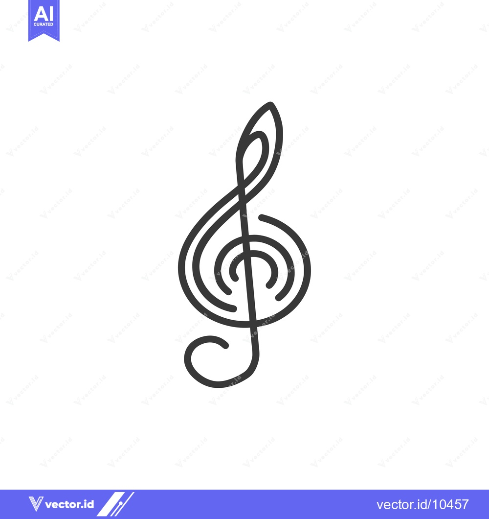 Premium Vector of A Black and White Line Art Treble Clef
