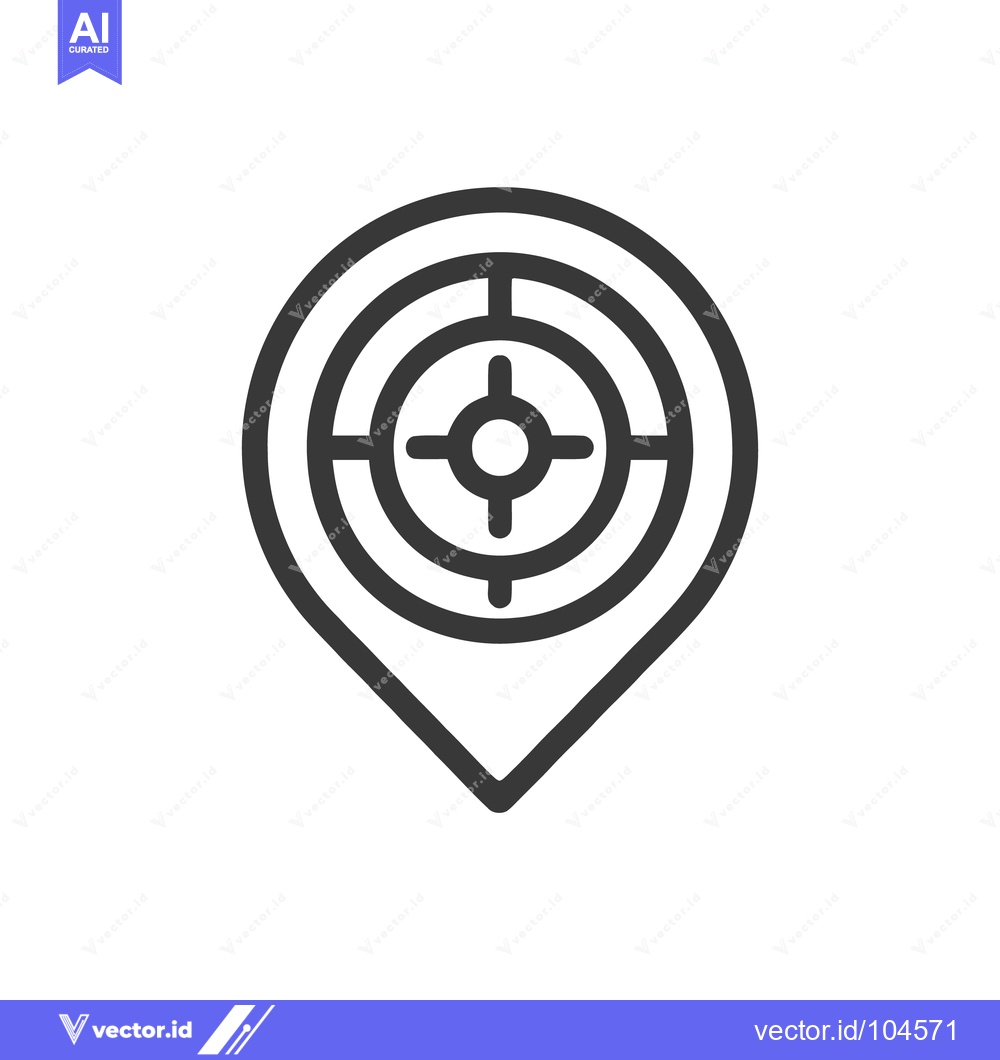 Premium Vector dari Location Pin with Target Symbol: Precision and Navigation Icon